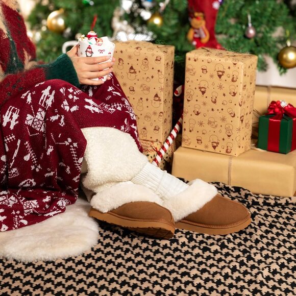 🆕Women Tan Madge Fuzzy Ethylene Vinyl Acetate Faux Fur Faux Suede Slipper - Picture 7 of 10